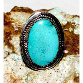 Massive Navajo Royston Turquoise Statement Ring Sz 10 Sterling Silver