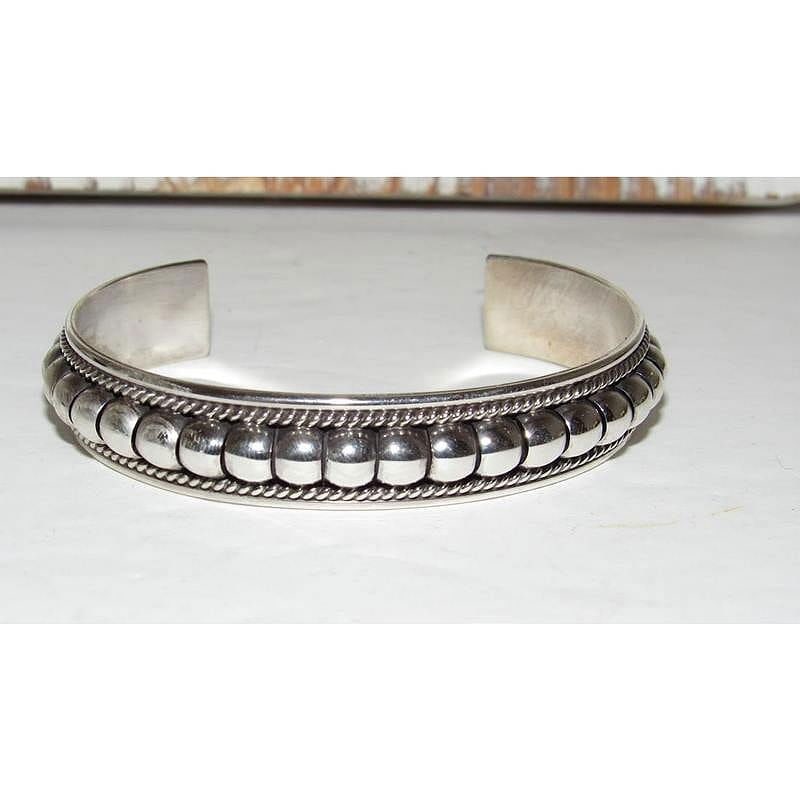 Navajo Sterling Silver Cuff Bracelet Tom Charley Native American Stacker (1 of 7)