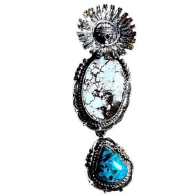 Massive Navajo Kachina Pendant Wild Horse Turquoise Sterling Bennie Ration