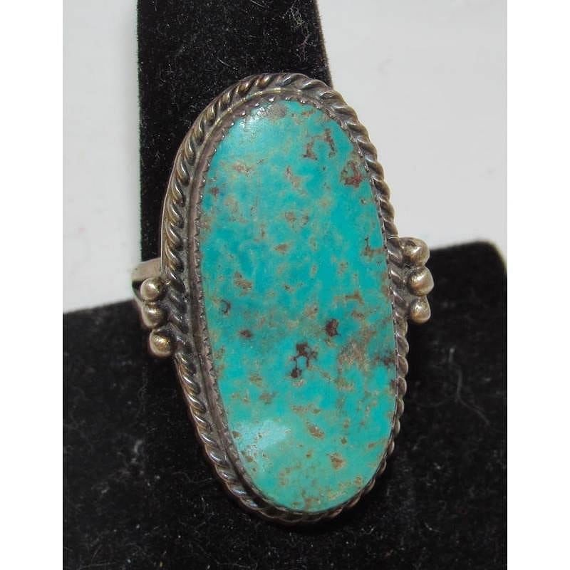 Navajo Kingman Turquoise Statement Ring Sz 9 Sterling Silver R Yazzie (1 of 4)