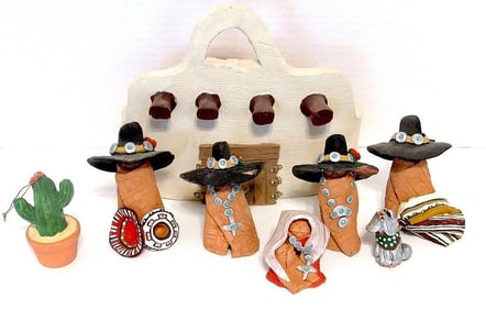 Vintage Southwest Clay Nativity Set