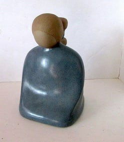 Navajo Jack Black Ceramic Sculpture Stylized Kneeling Woman