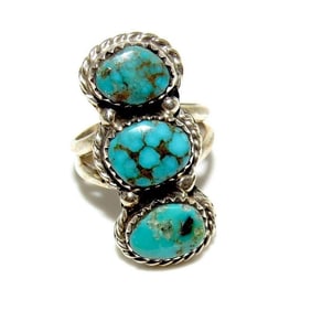 Navajo Royston Turquoise Ring Sz 6 Sterling Silver Signed Native