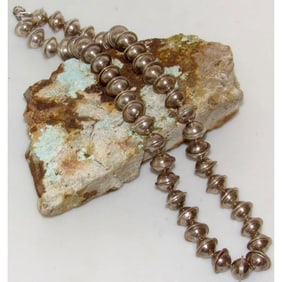 Navajo 12mm Pearls Necklace Sterling Silver Saucer Beads 86G F. Miller