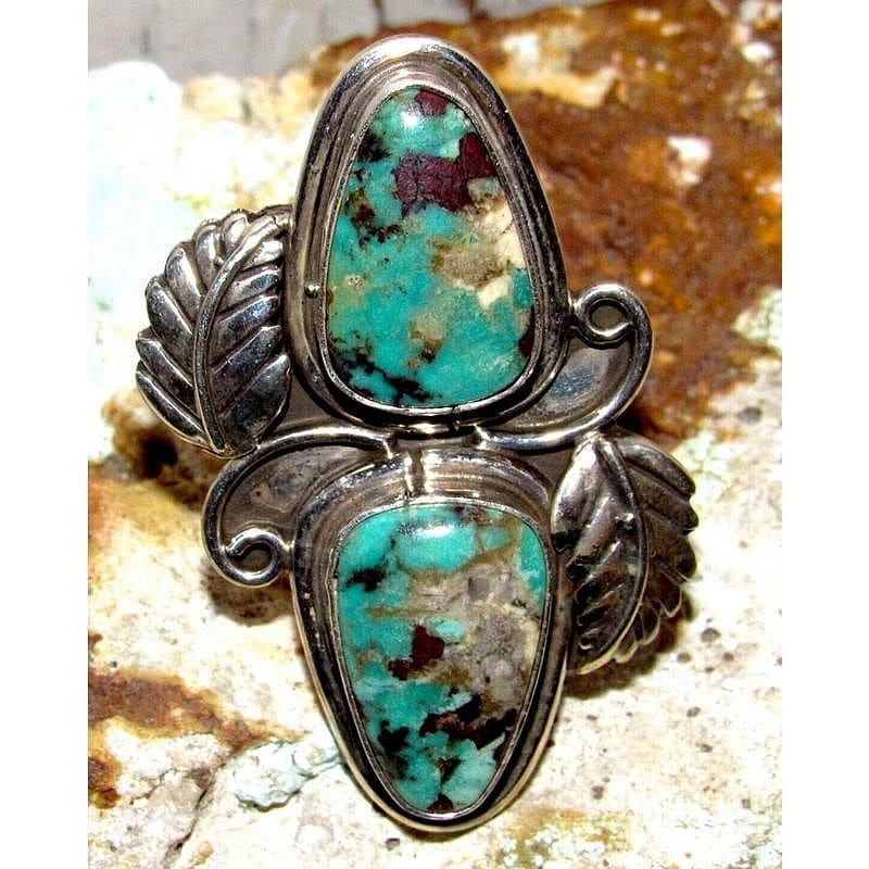 Navajo Kingman Turquoise Statement Ring Sz 6.5 C. Etsitty (1 of 4)