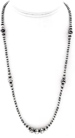 Navajo Pearls Necklace Sterling Silver Graduated Bead Design