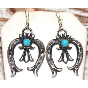 Navajo Sterling Turquoise Naja Earrings Kevin Billah Native American