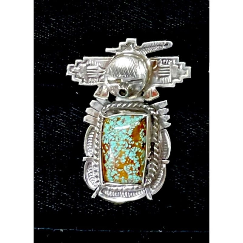 Navajo Butterfly Kachina Pendant Number 8 Turquoise Sterling Silver Bennie Ration (1 of 4)