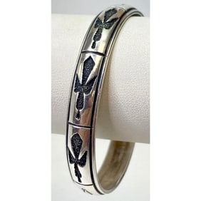 Vintage Navajo Tommy Singer Sterling Silver Stacker Cuff Bracelet