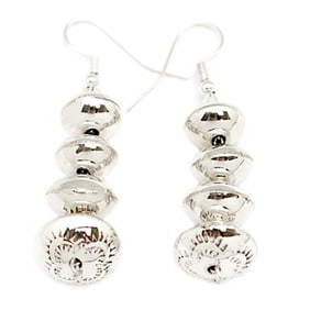 Navajo Pearls Sterling Silver Beads Earrings Native American