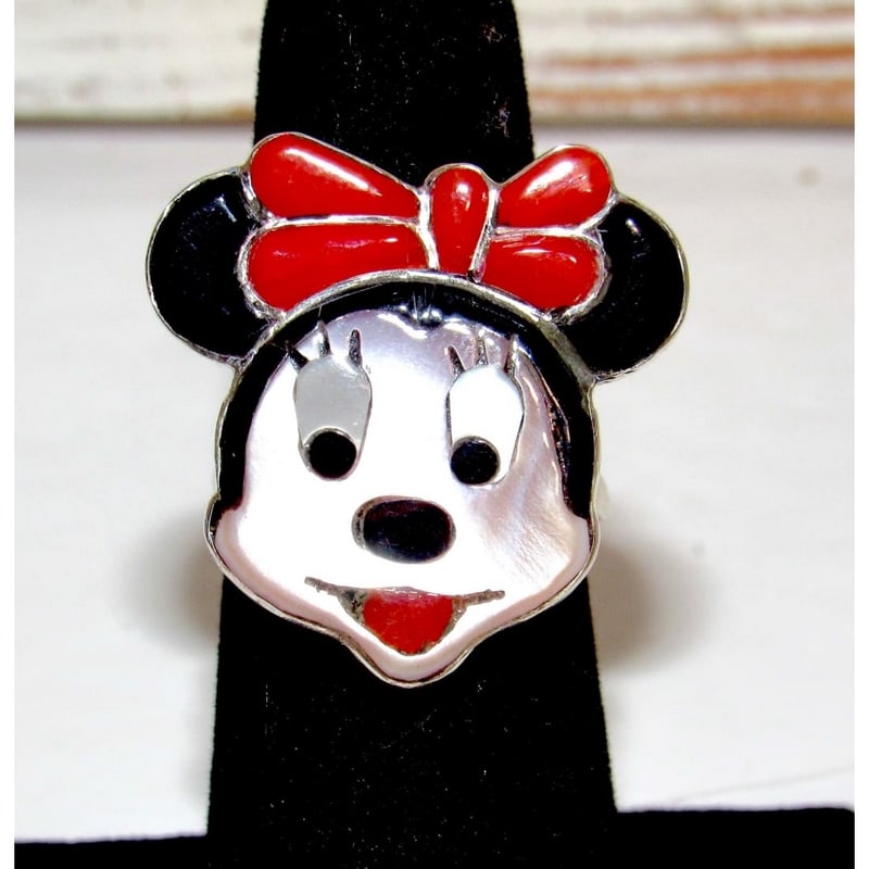 Zuni Minnie Mouse Ring Sz 6 Adjustable Don Dewa Sterling Silver Disney Character (1 of 3)