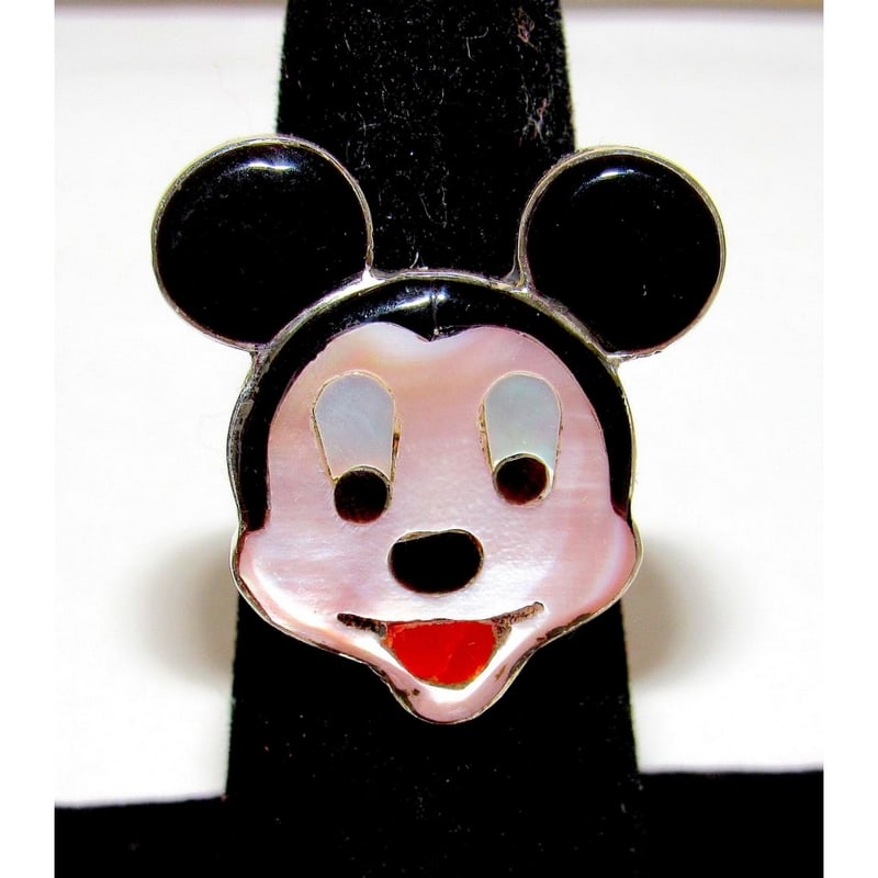 Zuni Mickey Mouse Ring Sz 6 Adjustable Don Dewa Sterling Silver Disney Character (1 of 4)