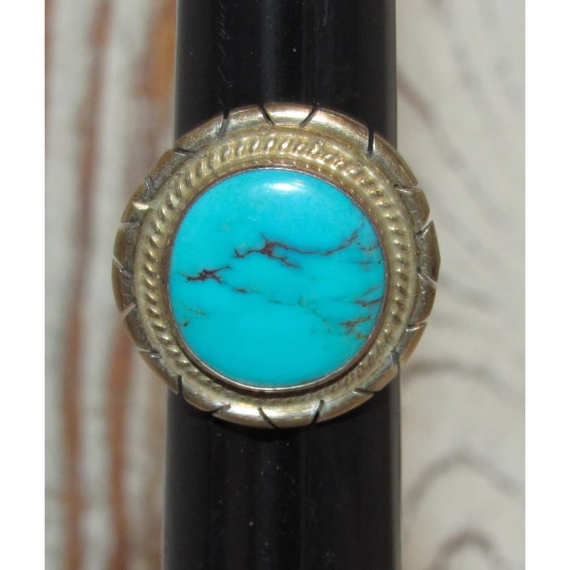 Navajo Kingman Turquoise Ring P. Skeets Sterling Silver Native American (1 of 5)