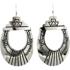 VTG Navajo Tommy Singer Earrings Sterling Silver Concho Earrings