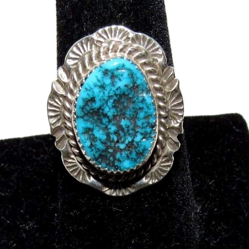 Navajo Kingman Turquoise Ring Sz 8.5 Sterling Silver Native American Signed (1 of 5)