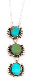 Navajo Royston Turquoise Small Lariat Necklace Sterling Silver