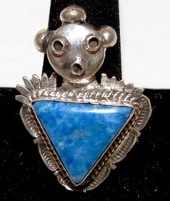 Navajo Kachina Ring Sz 10 Lapis Sterling Bennie Ration Signed