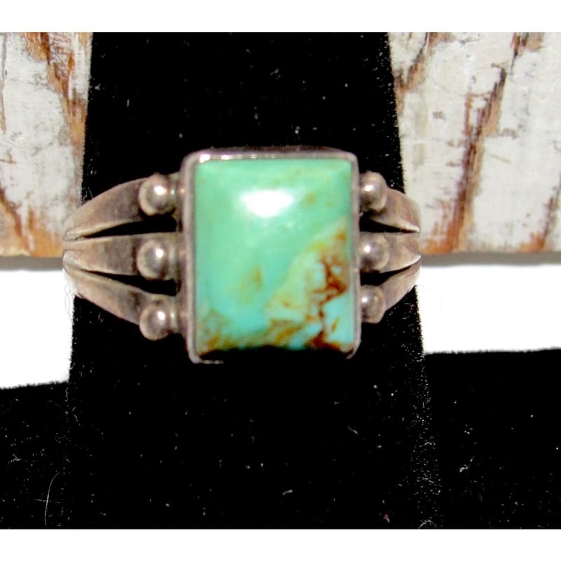 Vintage Navajo Royston Turquoise Ring Size 7 Sterling Silver Native Signed (1 of 3)
