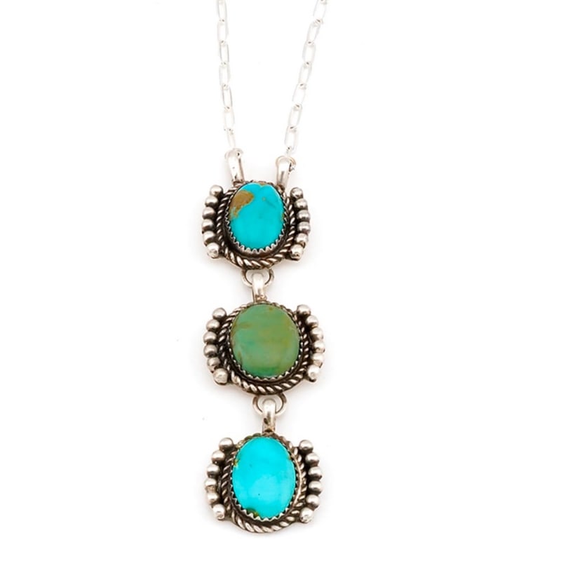 Navajo Royston Turquoise Small Lariat Necklace Sterling Silver (1 of 3)