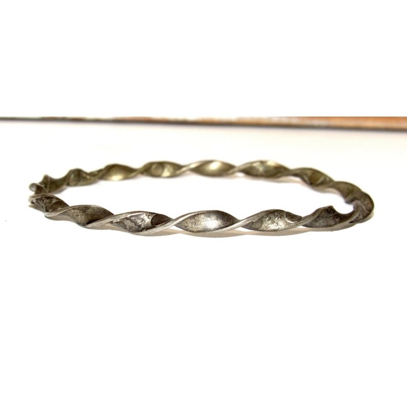 Vintage Taxco Mexico Silver Bangle Bracelet Twisted Rope Design (1 of 4)