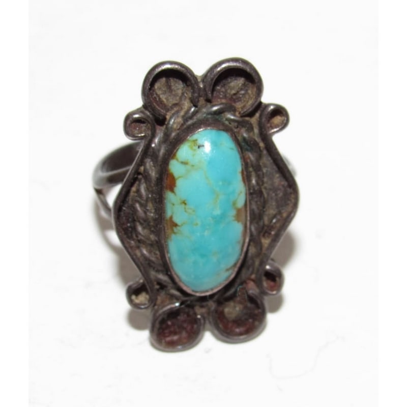 Old Pawn Navajo Royston Turquoise Ring Size 6.5 Sterling Silver Native American (1 of 5)