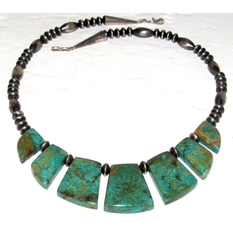 Vintage Navajo Royston Turquoise Necklace & Sterling Silver Navajo Pearls (1 of 6)