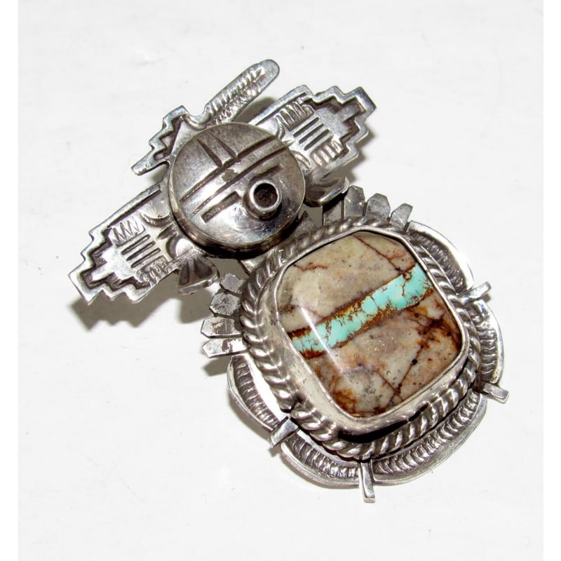 Navajo Butterfly Kachina Pendant Boulder Royston Turquoise Sterling B. Ration (1 of 4)