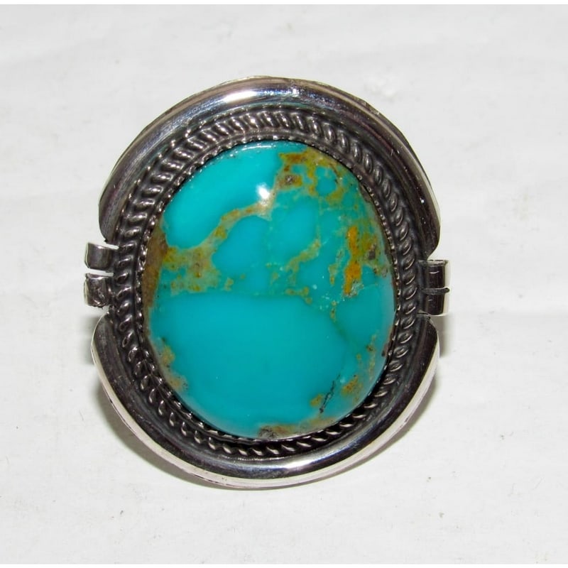 Navajo Royston Turquoise Statement Ring Sz 8 Sterling Silver R Yazzie (1 of 5)