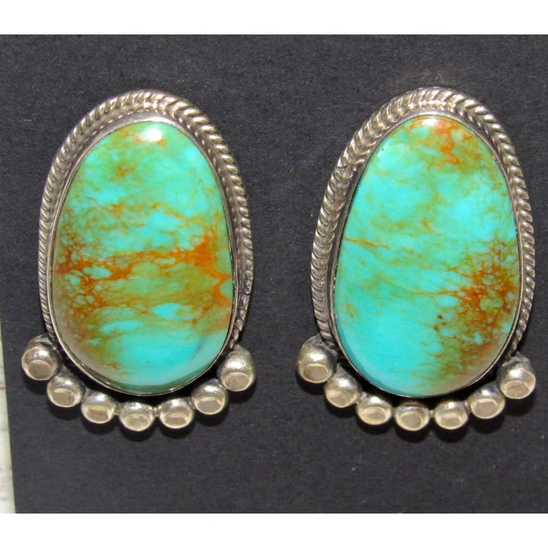 Navajo Gem Grade Royston Turquoise Post Earrings P. Yazzie (1 of 4)