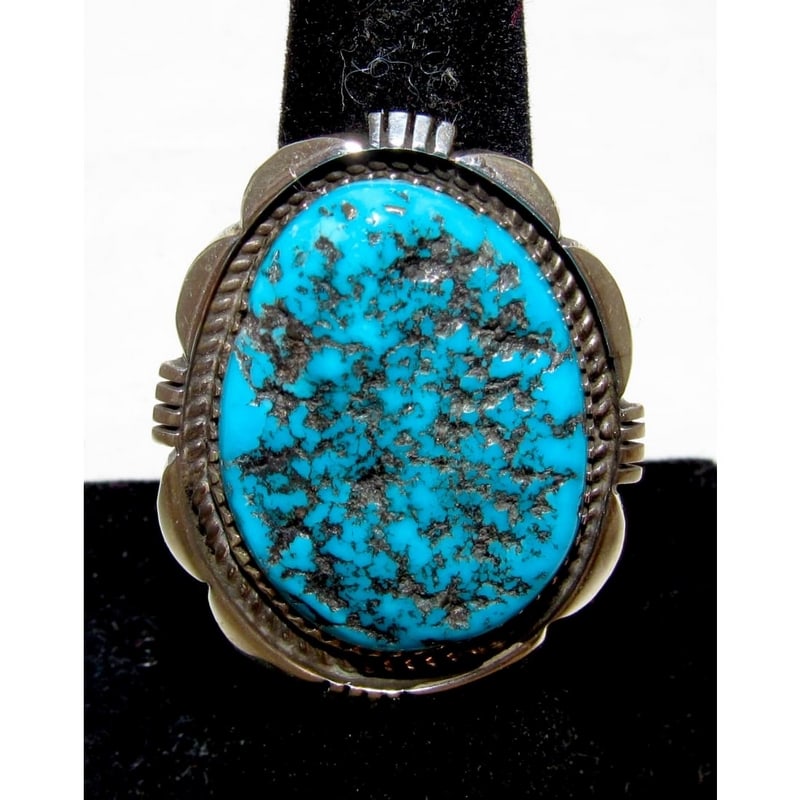 Navajo Kingman Turquoise Ring Size 7 Sterling Silver J. Begay Native American (1 of 5)