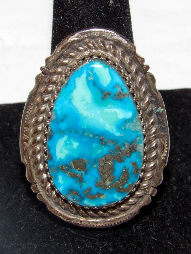 Navajo White Water Mine Turquoise Statement Ring Sz 11 Chris Etsitty (1 of 5)