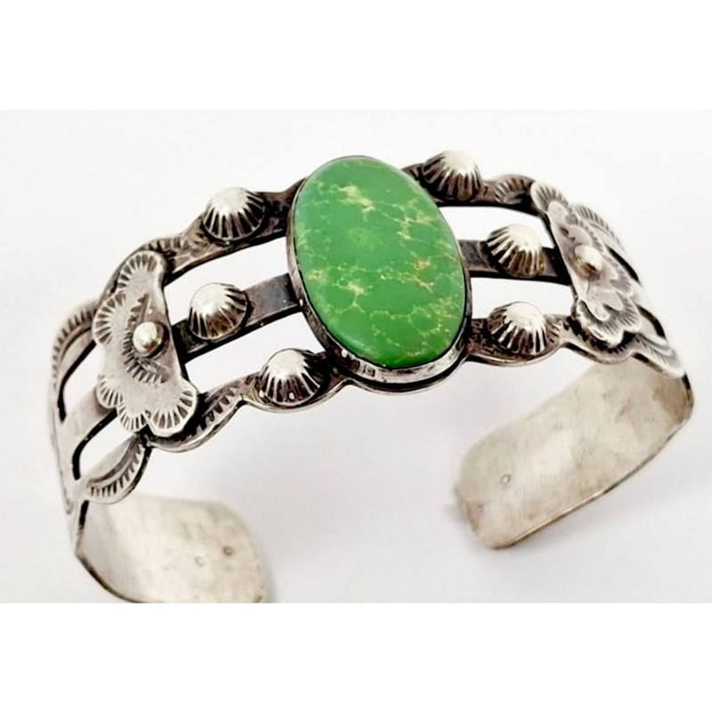 Fred Harvey Era Bracelet Navajo Sterling Cerrillos Turquoise Thunderbird Cuff Old Pawn: For your consideration is this stunning, rare example of vintage, collectible Native American Art. This fine, vintage, Fred Harvey era bracelet features crossed thunderbird and arrows tribal design, t