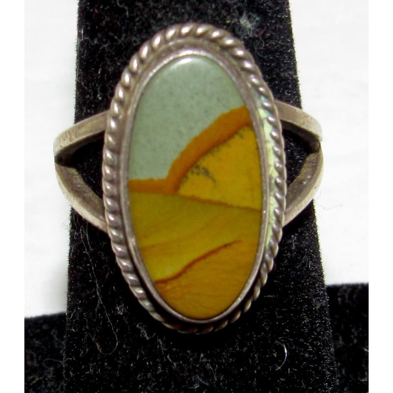 Vintage Navajo Scenic Picture Jasper Ring Size 6 Sterling Silver Native Signed (1 of 4)