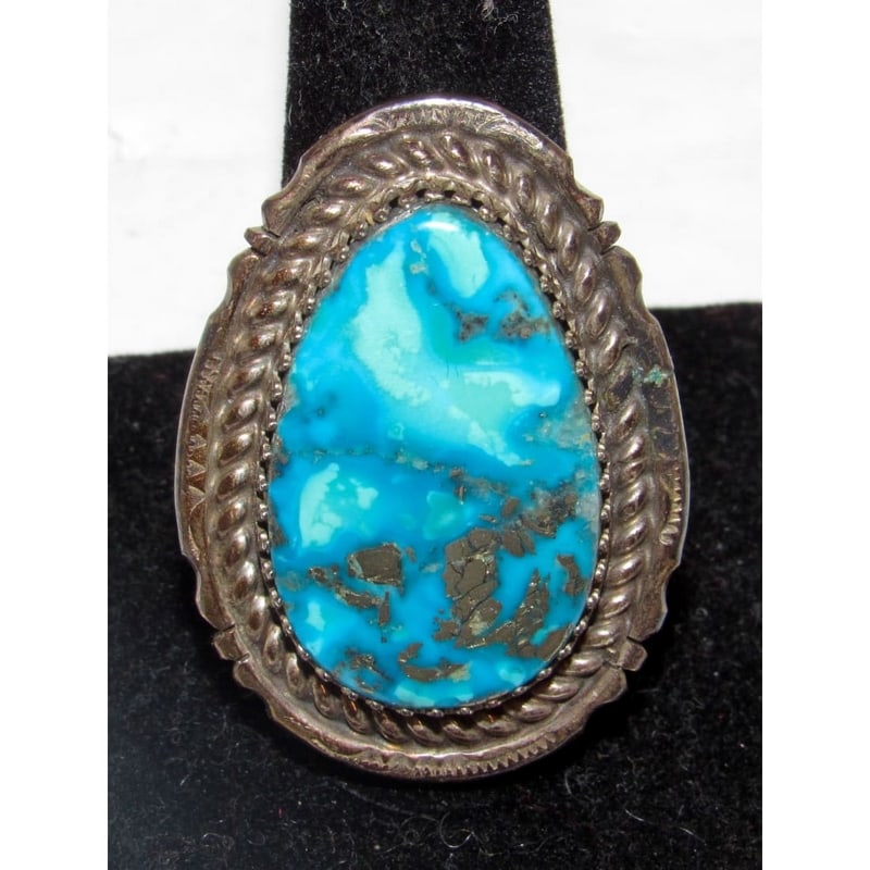 Navajo White Water Mine Turquoise Statement Ring Sz 11 Chris Etsitty (1 of 5)