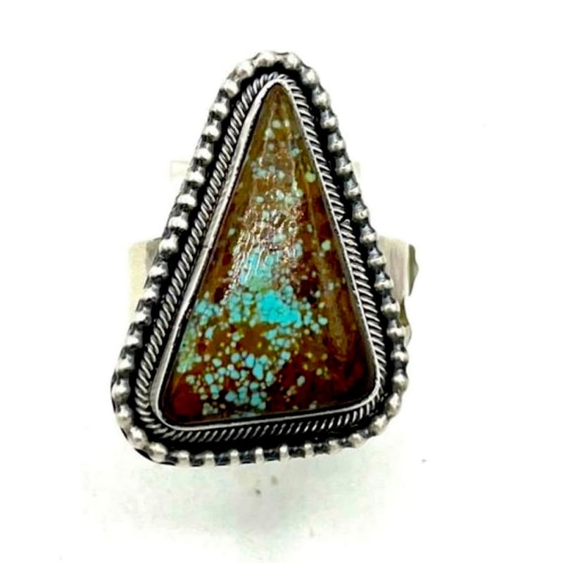 Navajo Number 8 Turquoise Ring Adjustable Size Sterling Silver S. Skeets: Navajo Number 8 Turquoise Ring Adjustable Size Sterling Silver S. Skeets. For your consideration is this fantastic Native American Navajo sterling silver and Number 8 turquoise cabochon ring in adjust