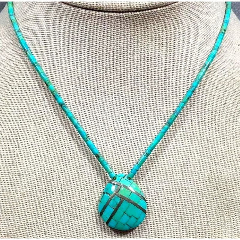 Old Pawn Santo Domingo Turquoise Heishi Necklace (1 of 5)