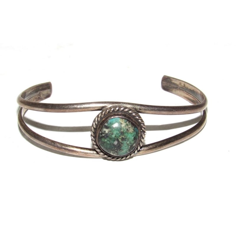 Vintage Navajo Cerillos Turquoise Bracelet Navajo Sterling Cuff Old Pawn (1 of 4)