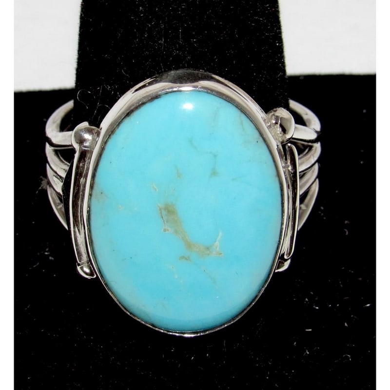 Navajo Dry Creek Turquoise Men Ring Sz 13 Sterling Silver: Navajo Dry Creek Turquoise Men Ring Sz 13 Sterling Silver. Here is a wonderful opportunity to add this stunning Dry Creek turquoise statement men ring crafted by the skilled Navajo artist. A testament