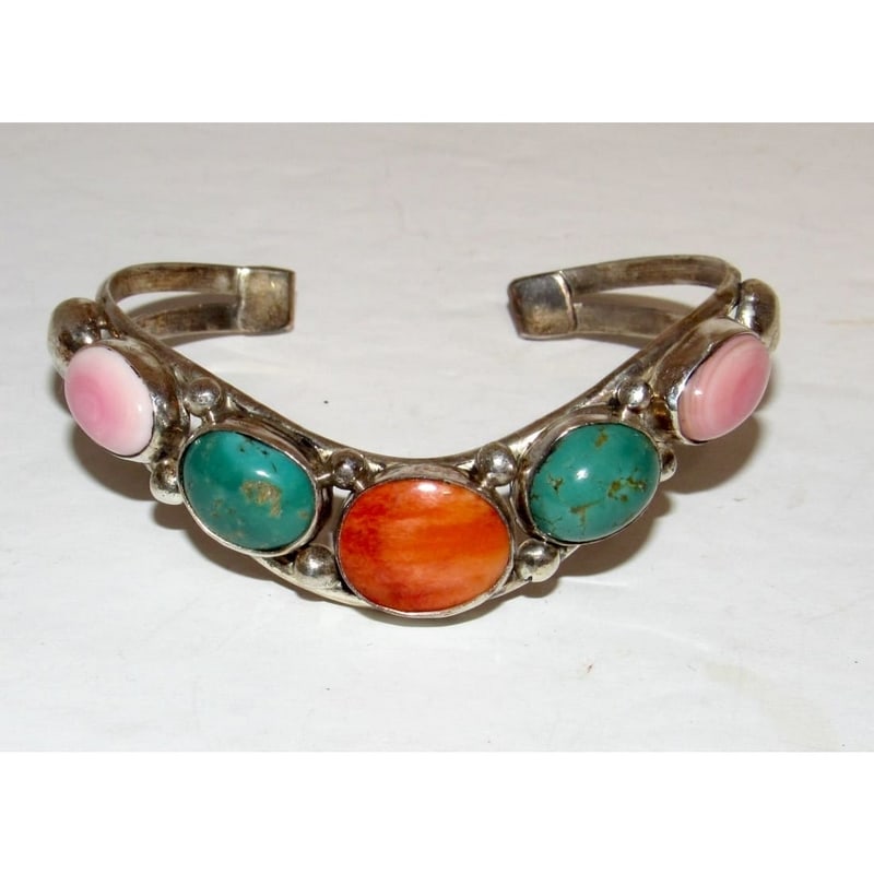 Navajo Dave Lister Turquoise Spiny Cuff Bracelet Sterling Silver (1 of 5)
