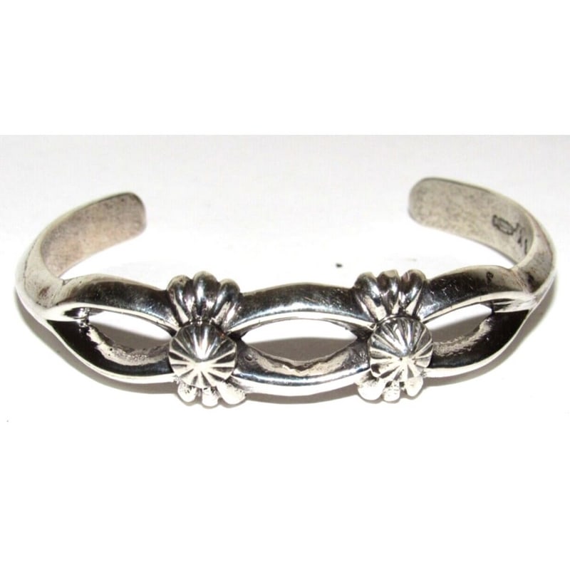 Navajo Sterling Silver Sand Cast Cuff Bracelet Bennet Yazzie Native Stacker: Stunning classic Navajo sterling silver sand cast cuff bracelet by the Navajo artist Bennett Yazzie. The inside circumference is about 6 3/4" including a 1 1/2" gap. Signed by the artist, stamped ster