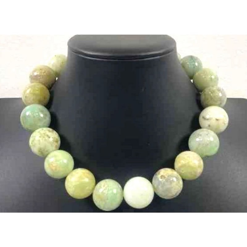 Southwestern Natural Chrysoprase Bead Statement Choker Necklace (1 of 5)
