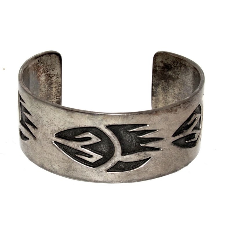 Vintage Navajo Sterling Silver Bear Paw Men Cuff Bracelet J Nelson 55g (1 of 7)