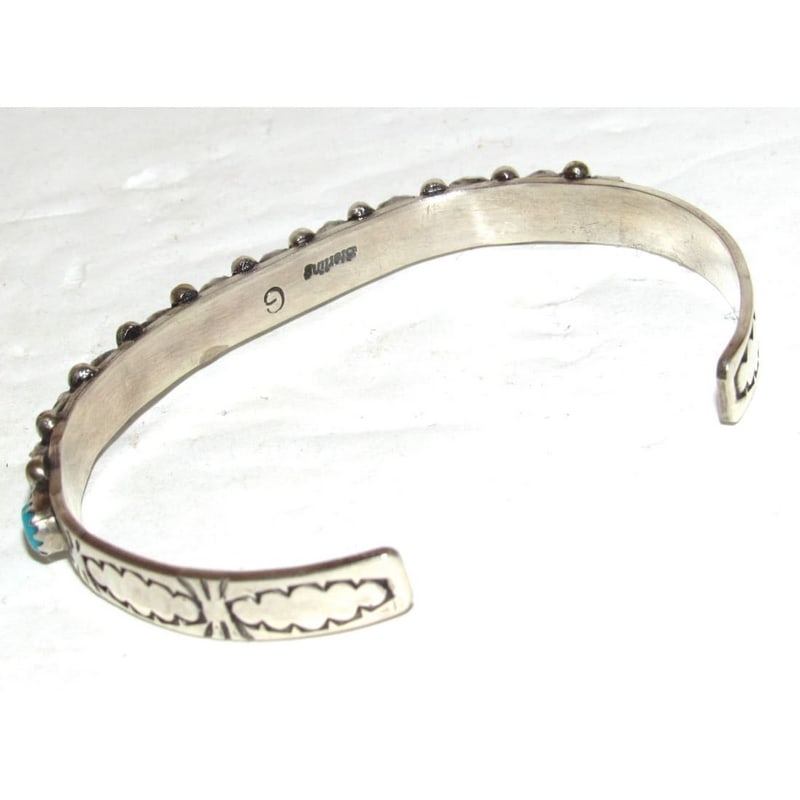 Navajo Kingman Turquoise Stacker Cuff Bracelet Sterling Silver - 4