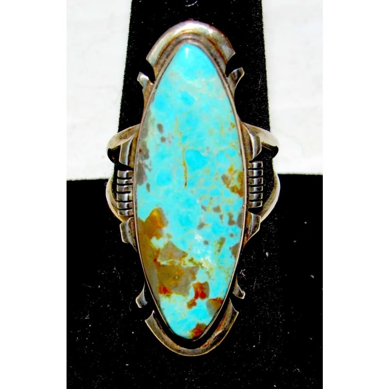 Navajo Number 8 Turquoise Inlay Ring Sz 8.5 Sterling Silver Steve Francisco (1 of 5)