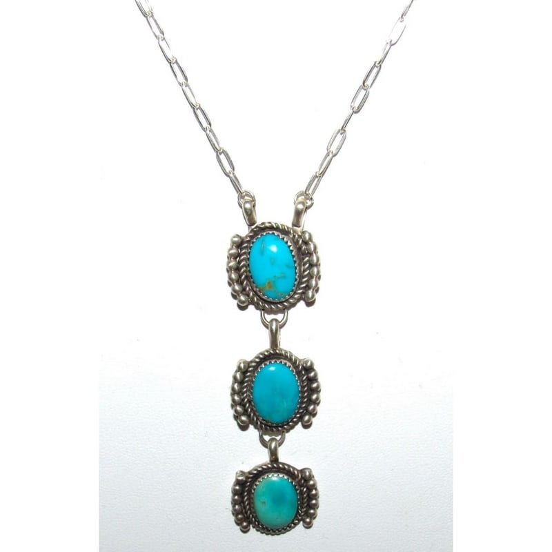 Navajo Royston Turquoise Small Lariat Necklace Sterling Silver: For your consideration is this stunning Navajo sterling silver and natural green & blue Royston turquoise small lariat necklace. The necklace is about 22" including the Royston turquoise pendant part 