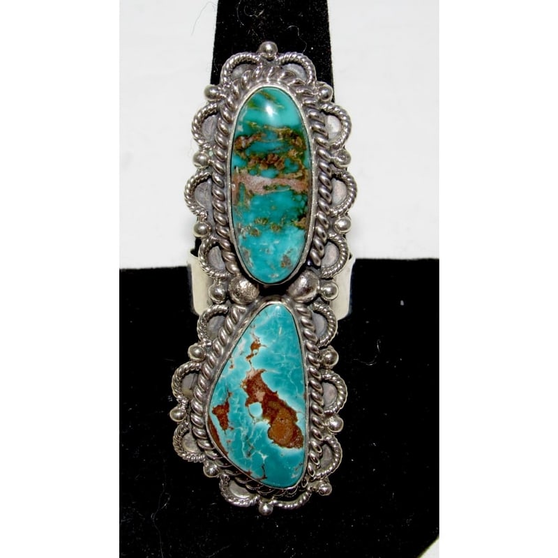 Massive Navajo Royston Turquoise Statement Ring Sz 10 Sterling Silver (1 of 5)