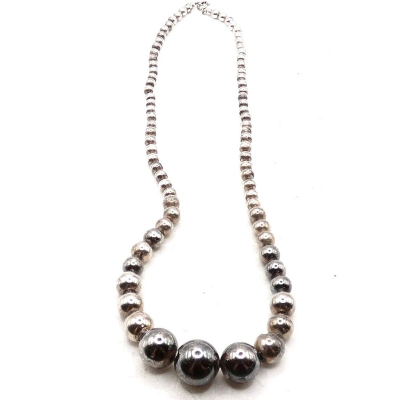 Vintage Mexican 925 Sterling Silver Beaded Necklace (1 of 3)