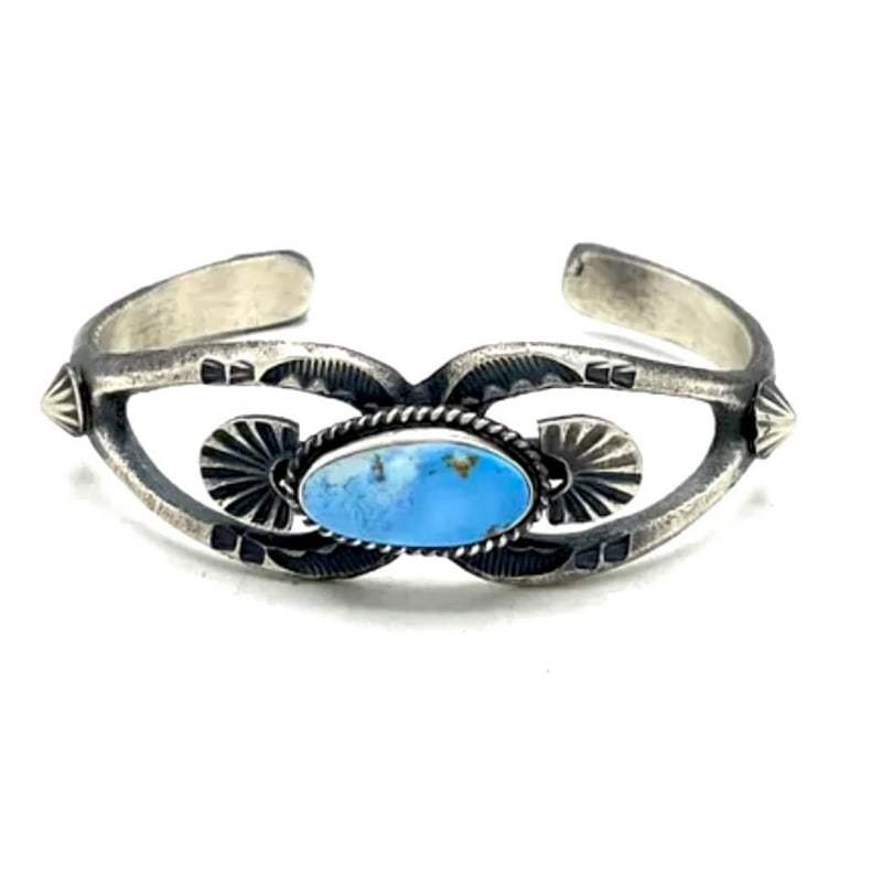 Navajo Golden Hills Turquoise Bracelet Sterling Silver K. Billah (1 of 4)