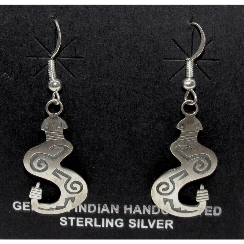 Navajo Snake Dangle Earrings Sterling Silver I. Gene (1 of 4)