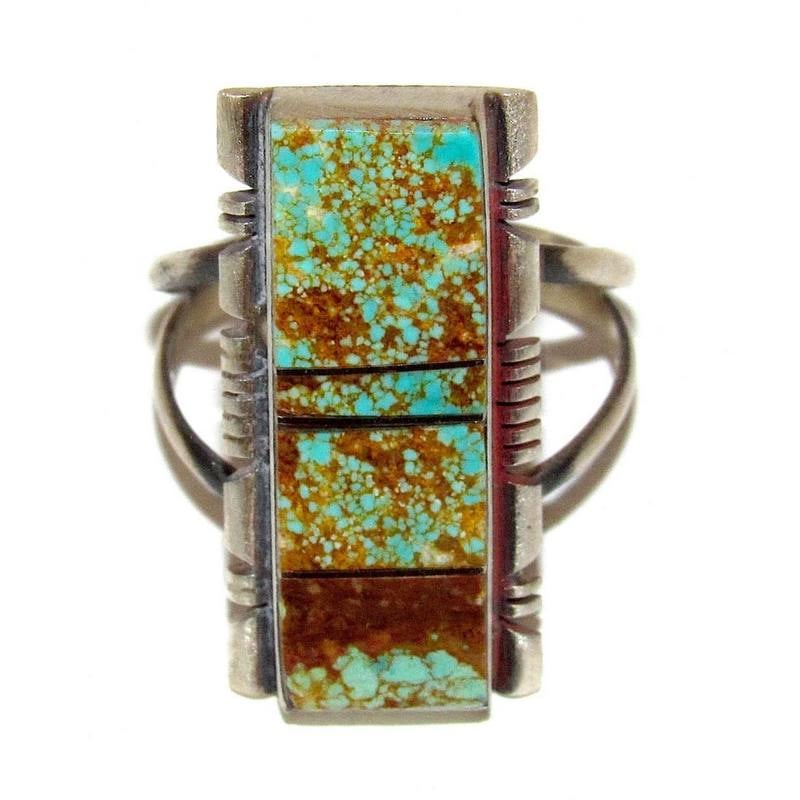 Navajo Number 8 Turquoise Inlay Ring Sz 8 Sterling Silver Steve Francisco: Navajo Number 8 Turquoise Inlay Ring Sz 8 Sterling Silver Steve Francisco. Stunning Navajo Number 8 Mine Turquoise and Sterling Silver ring, a true masterpiece created by Navajo artist Steve Francisco